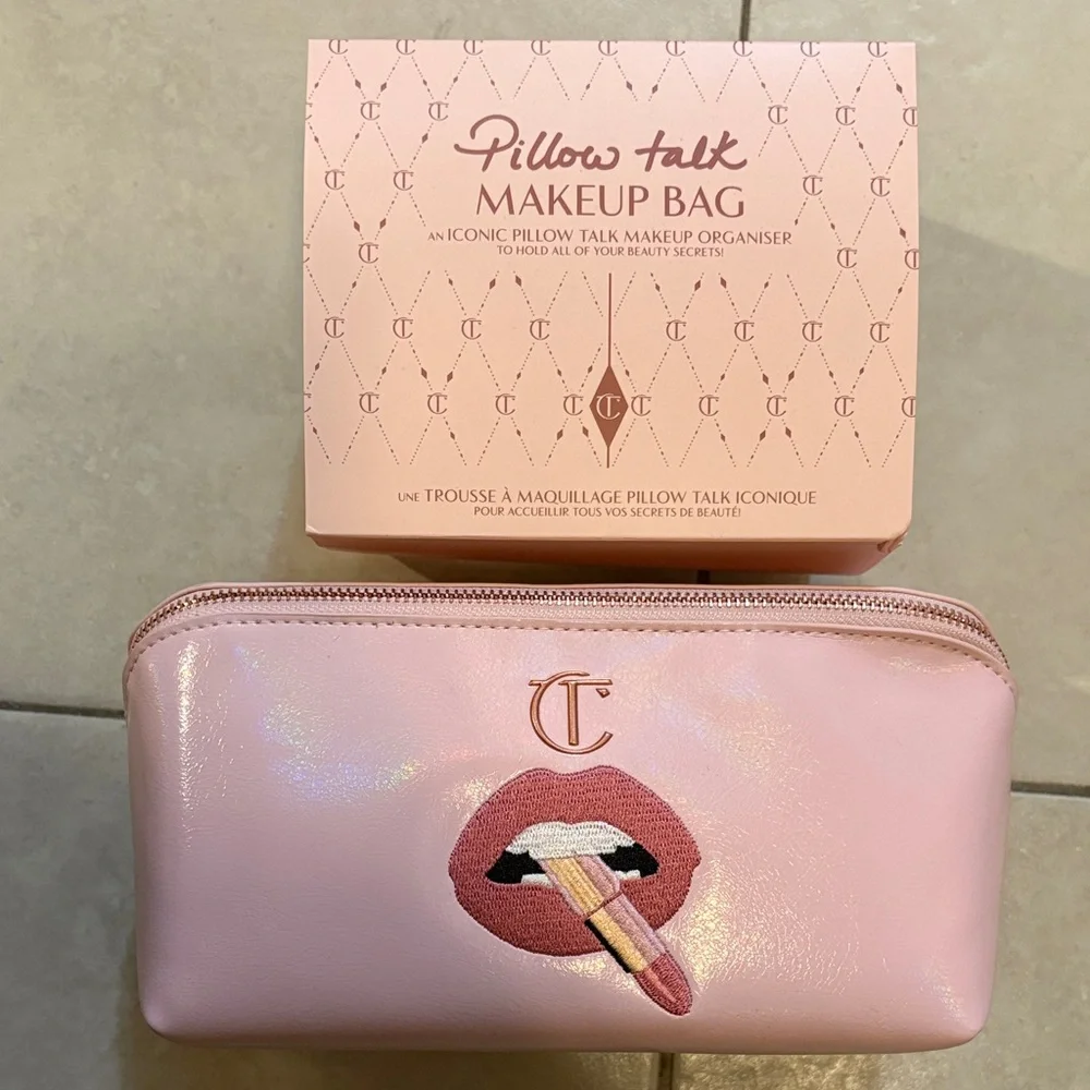 Charlotte Tilbury Pink Makeup Bag with Lipstick Design